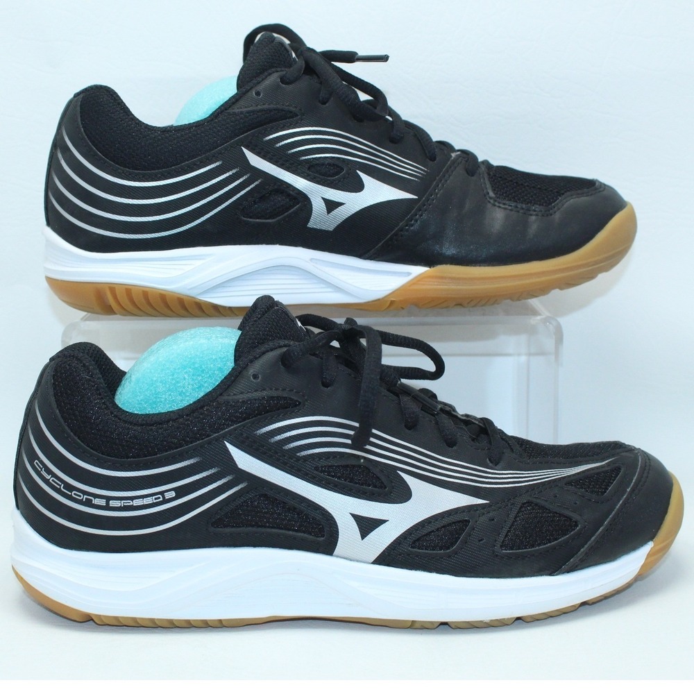 Mizuno Cyclone Speed 3 Woman's 9 Black Silver Indoor Court Shoes V1GC218008 NWOB